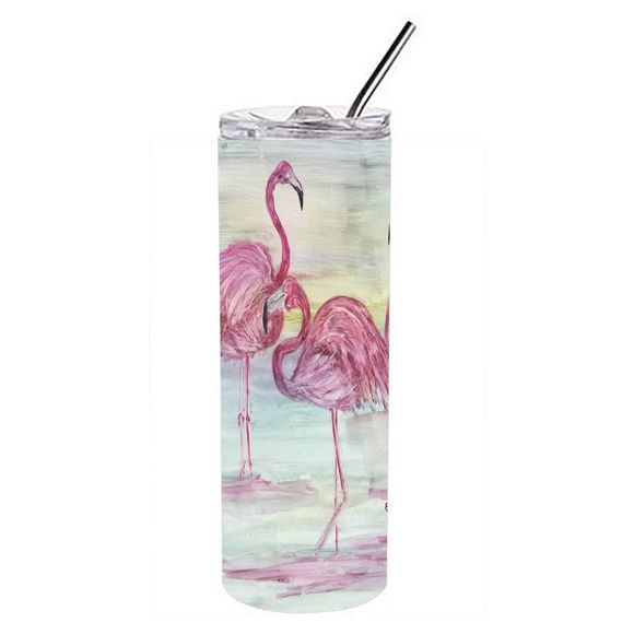 Flamingos Stainless Steel 20 oz Skinny Tumbler - Picture 1 of 4